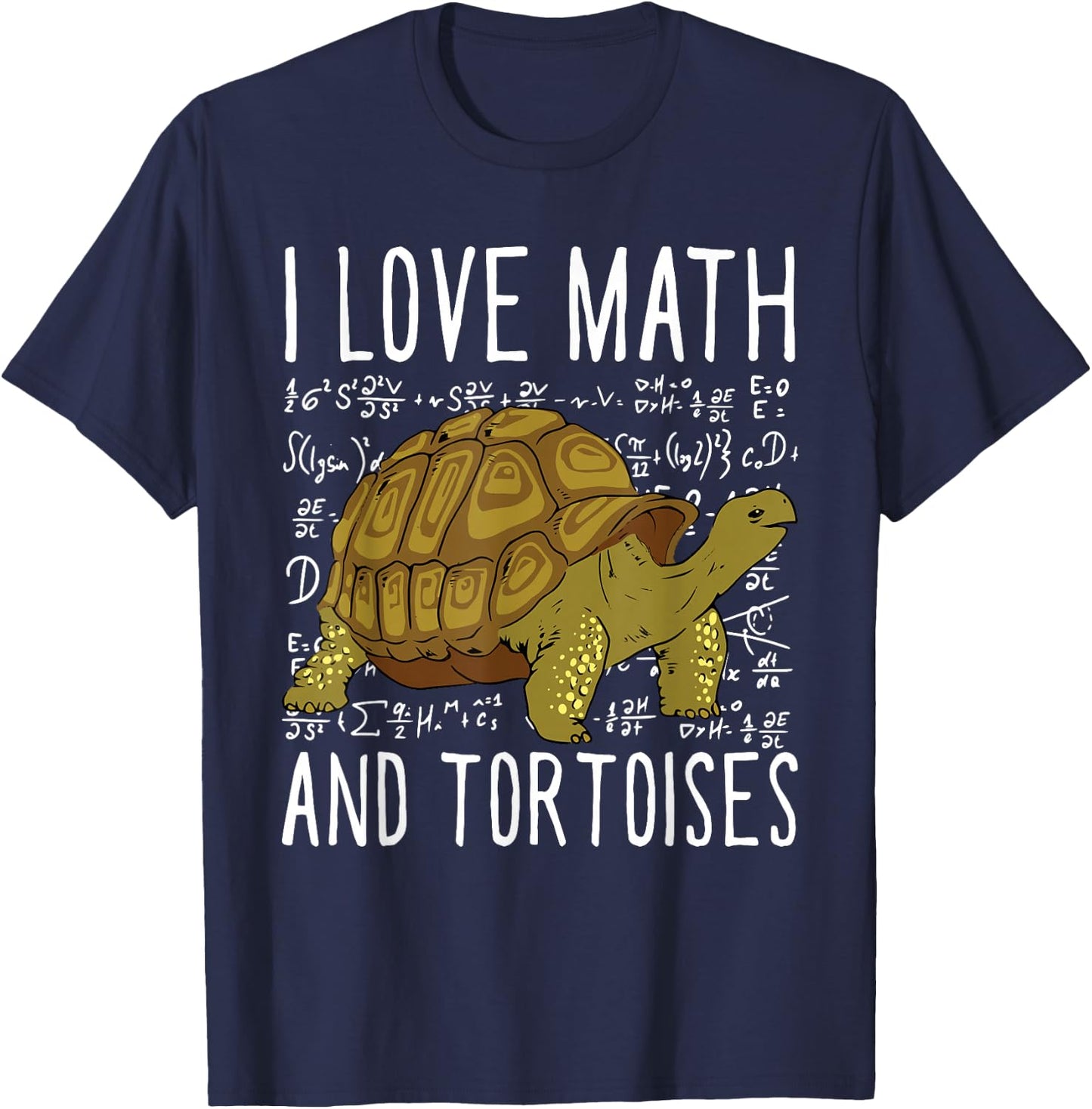 I Love Math And Tortoises Funny Kids School Turtle T-Shirt - T-Shirt | Navy