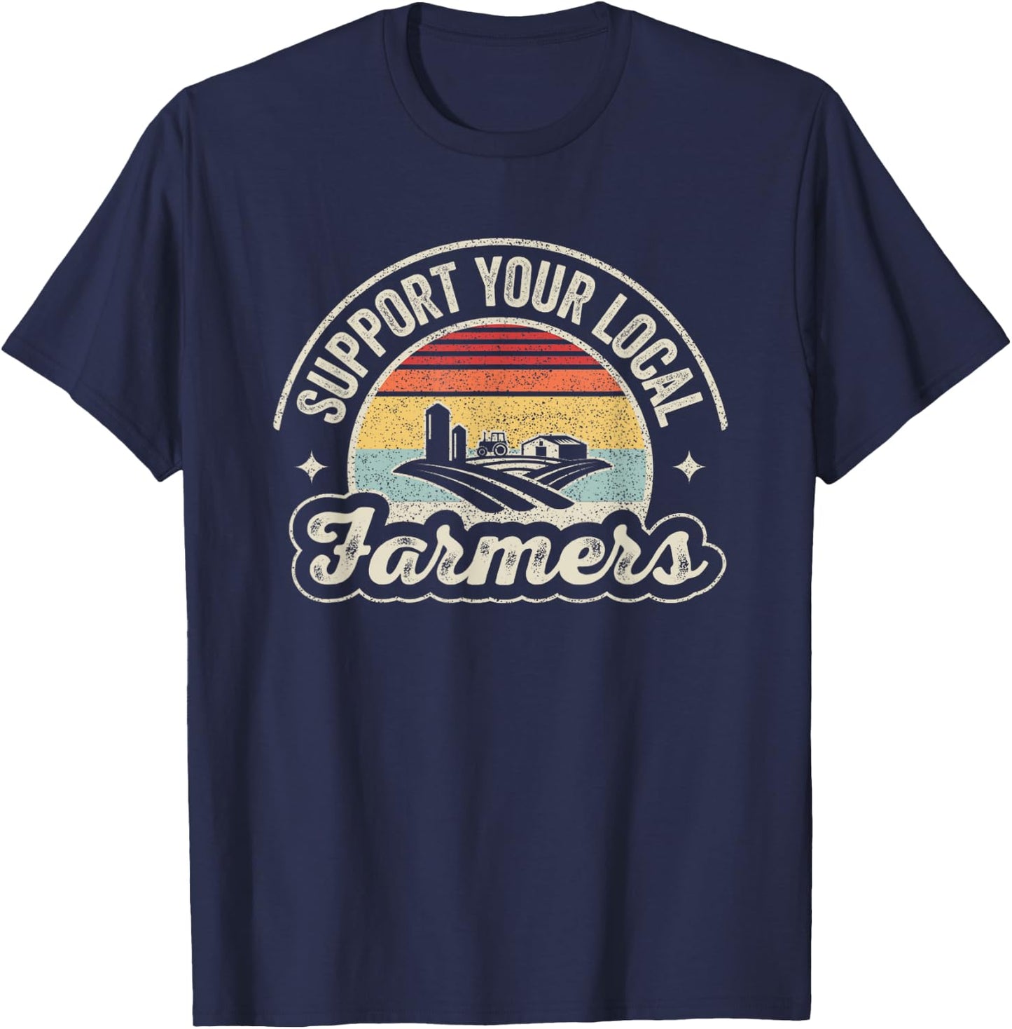 Outta Sight! Vintage Retro Farm Local Food Patriotic Farming Farmer - Black, -Adults, Short Sleeve, , Small T-Shirt - T-Shirt | Navy