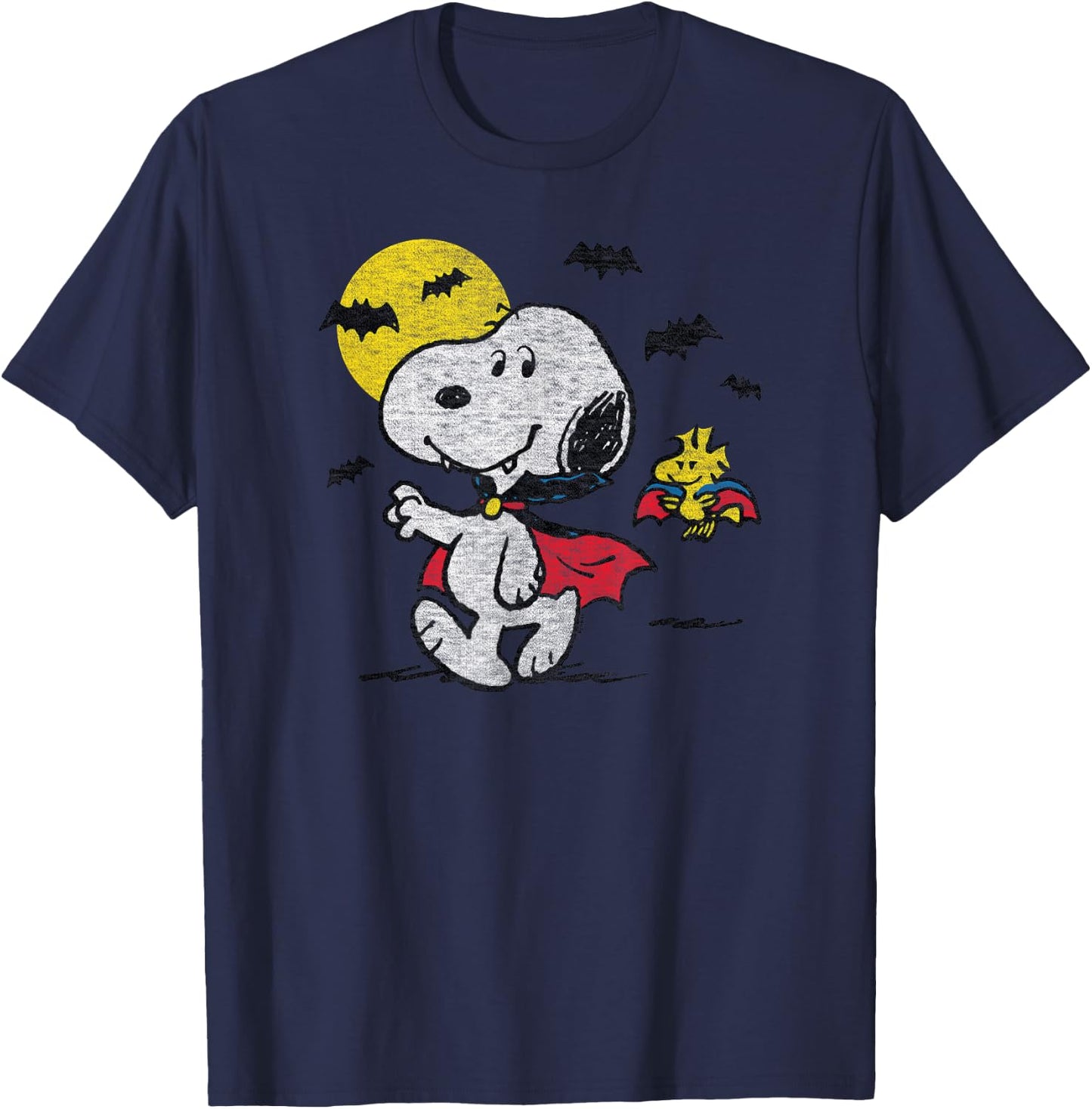Peanuts - Vampire Snoopy and Woodstock T-Shirt - T-Shirt | Navy