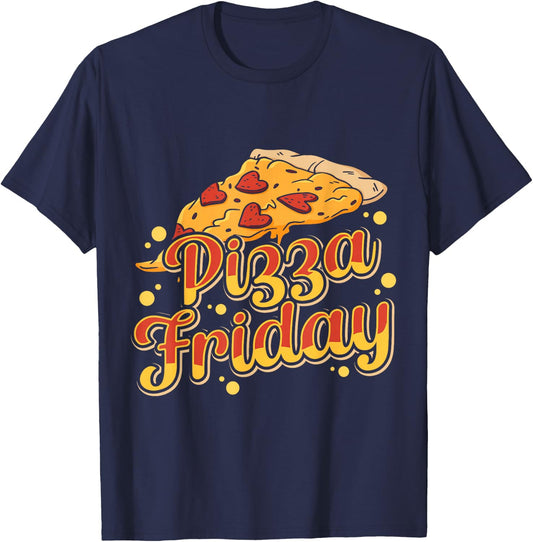 Pizza Friday Funny Food T-Shirt - T-Shirt | Navy