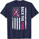 Back The Pink Ribbon USA American Flag Breast Cancer Support T-Shirt - T-Shirt | Navy