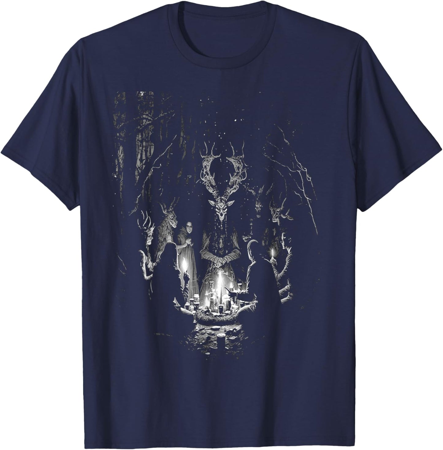Witches Rituals with Baphomet Occult Witch Gothic Pagan Goth T-Shirt - T-Shirt | Navy
