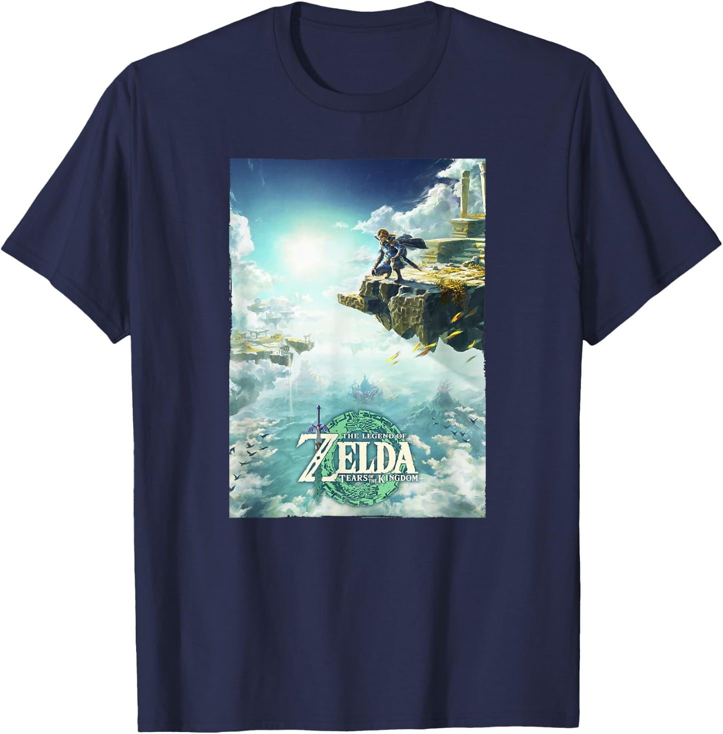 The Legend of Zelda Tears of The Kingdom Cloudy Link Poster T-Shirt - T-Shirt | Navy