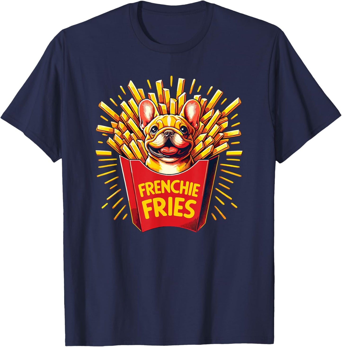 Frenchie Fries - Cute French Bulldog Funny Fries Women Girls Kids T-Shirt - T-Shirt | Navy