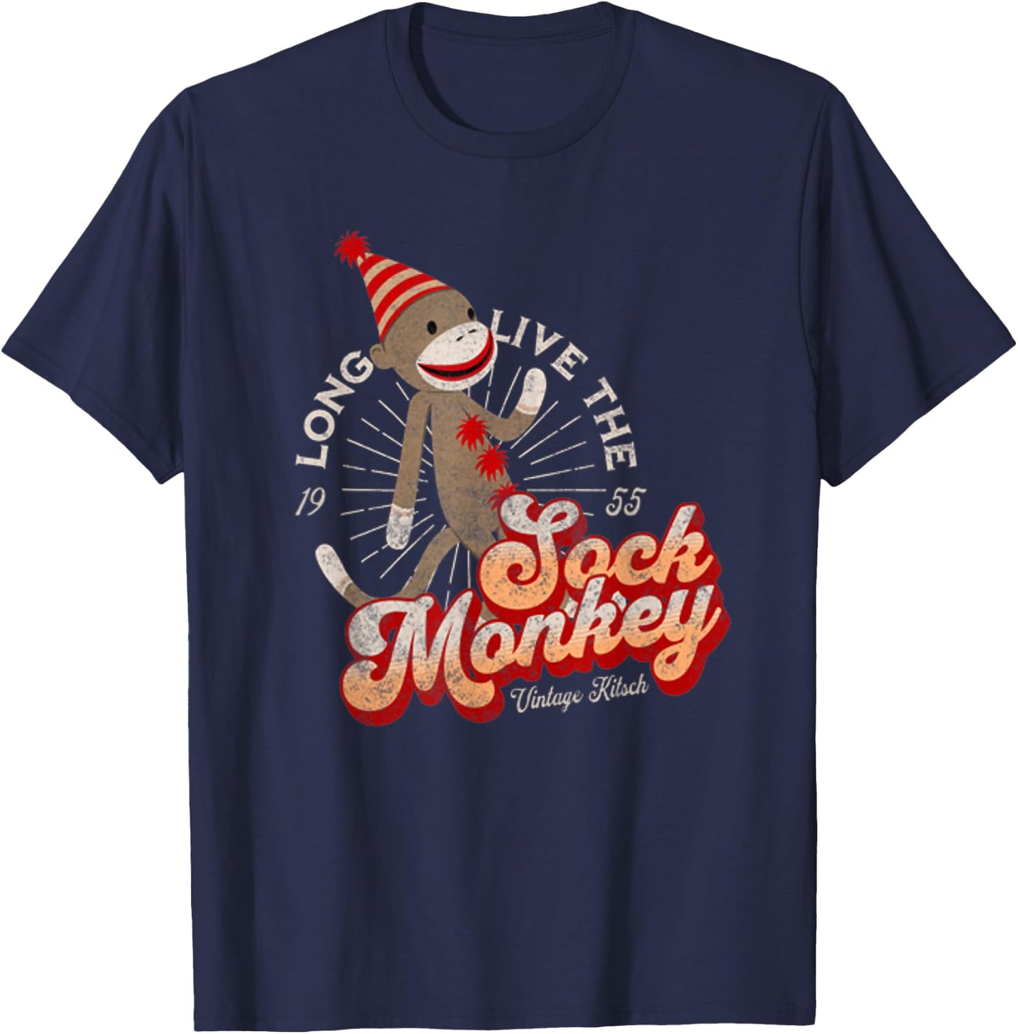 Long Live the Sock Monkey Est 1955 Cute Sock Monkey T-Shirt - T-Shirt | Navy