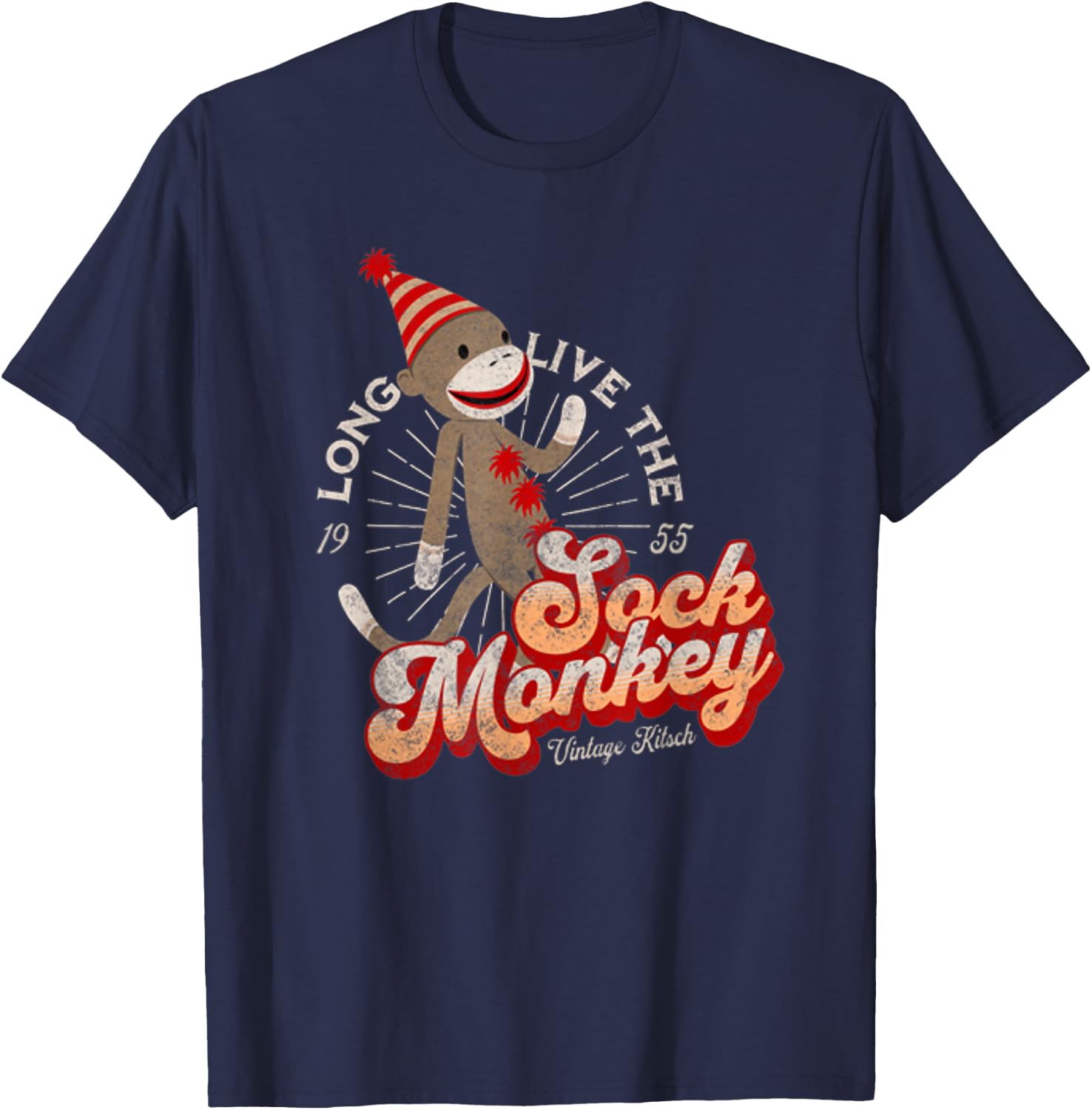 Long Live the Sock Monkey Est 1955 Cute Sock Monkey T-Shirt - T-Shirt | Navy