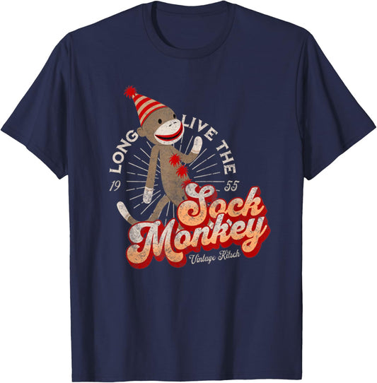 Long Live the Sock Monkey Est 1955 Cute Sock Monkey T-Shirt - T-Shirt | Navy
