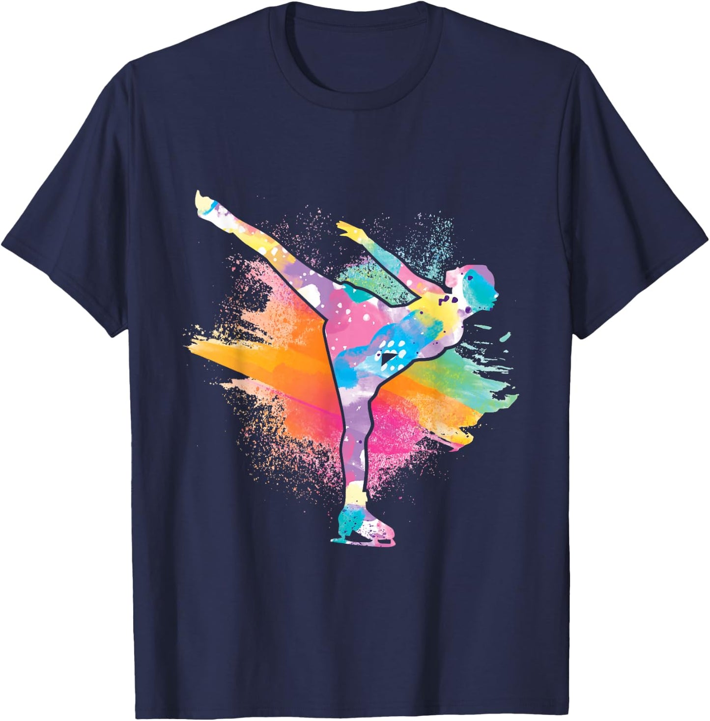 Colorful Figure Skater - Ice Skating Skates Winter T-Shirt - T-Shirt | Navy