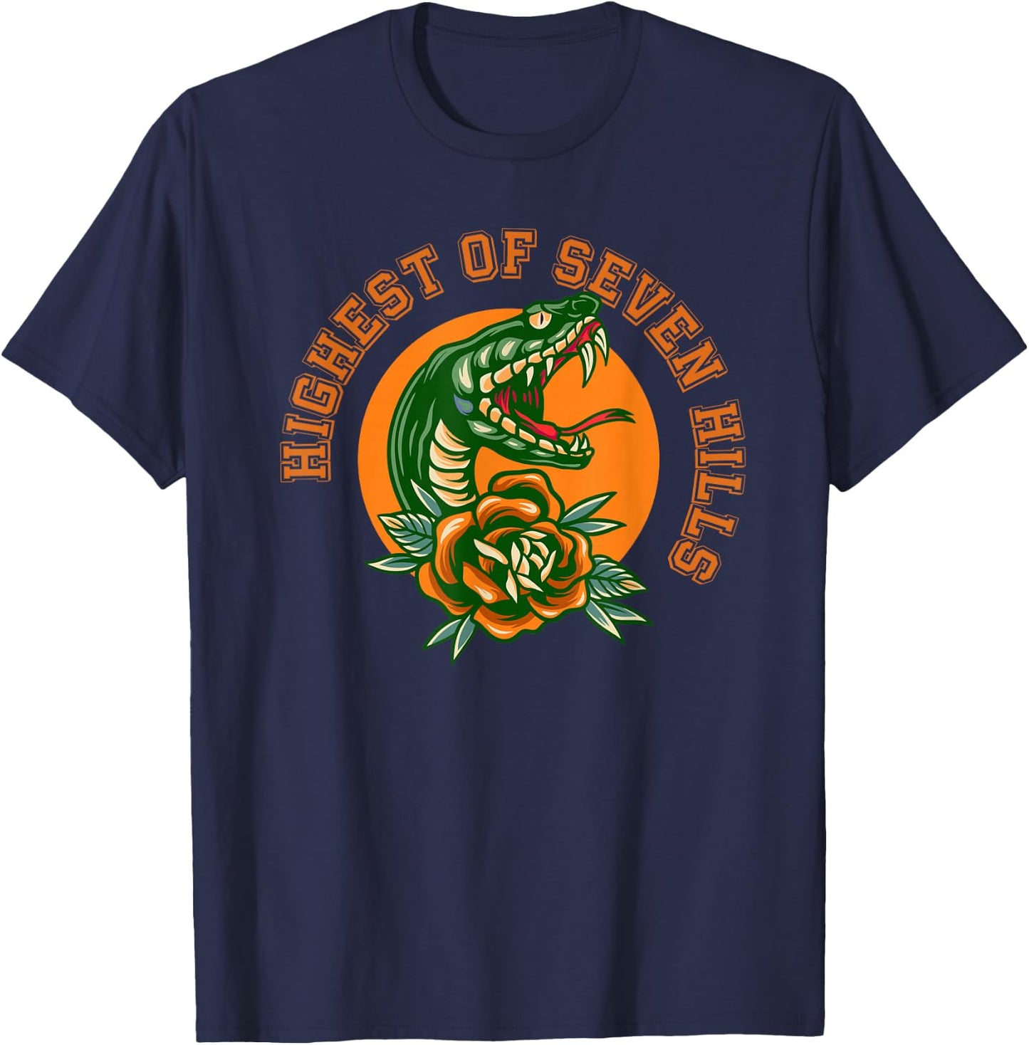 Highest of Seven Hills Rattler and Rose T-Shirt - T-Shirt | Navy