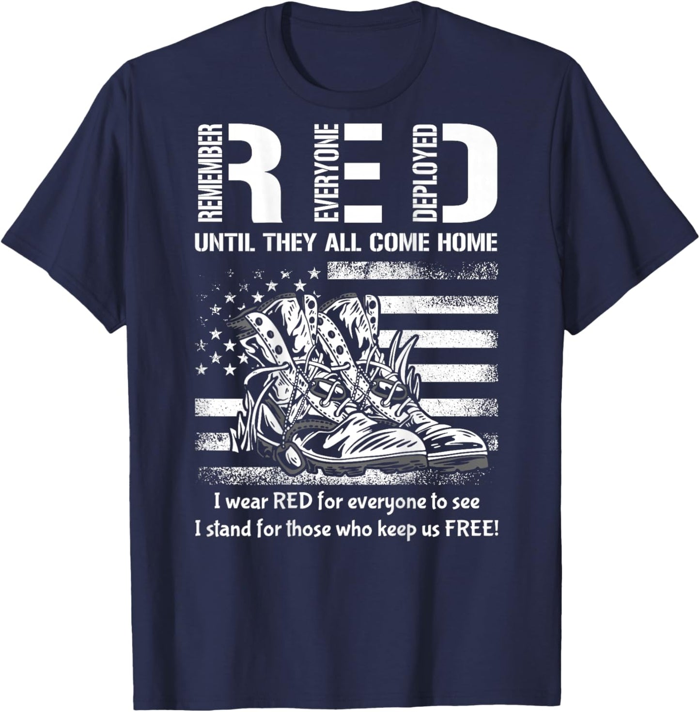 Vintage Red Friday Until They Come Home USA American Flag T-Shirt - T-Shirt | Navy