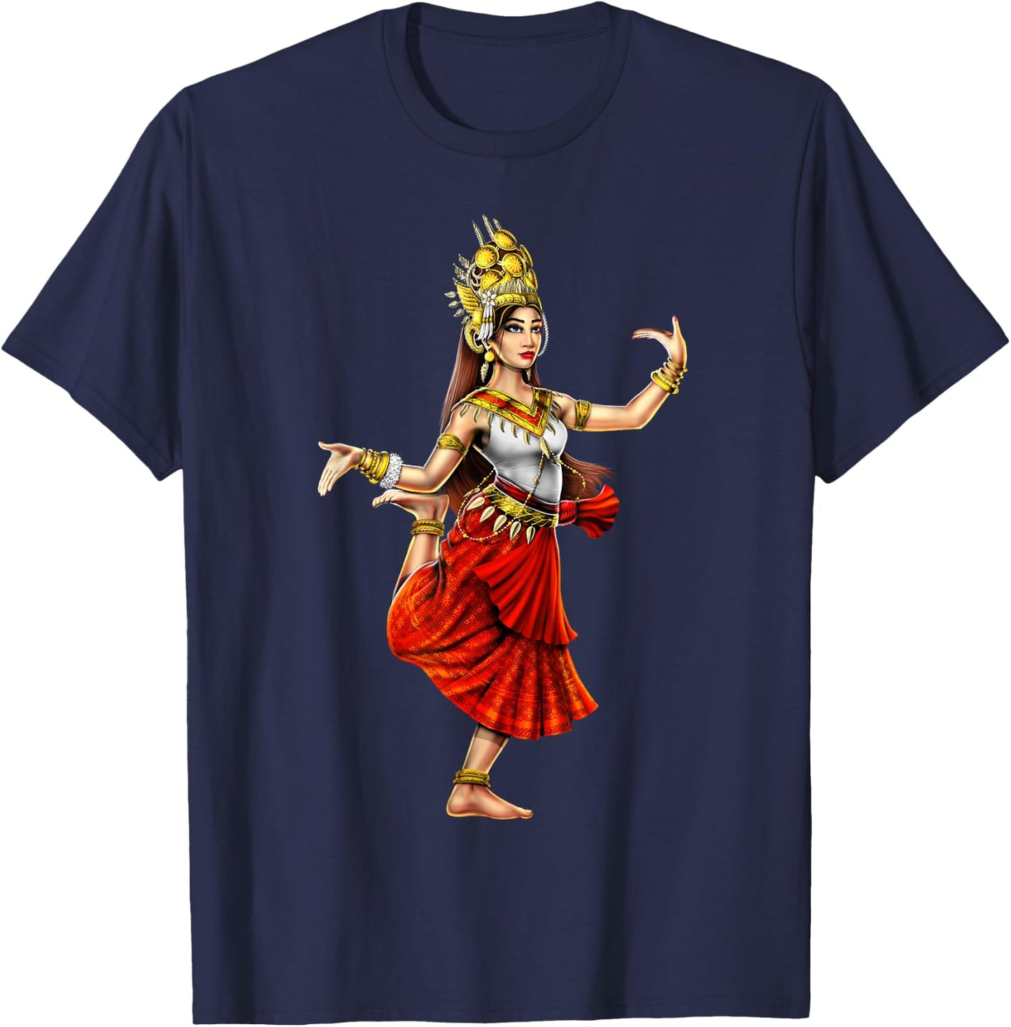 Cambodian Khmer Traditional Dance Girl Apsara T-Shirt - T-Shirt | Navy