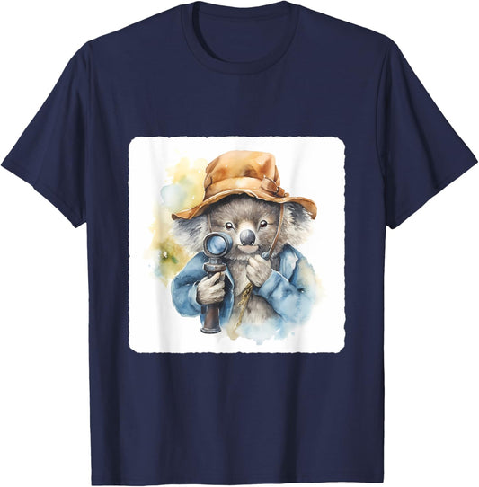 Koala Detective With A Spyglass. Investigation, Mystery T-Shirt - T-Shirt | Navy