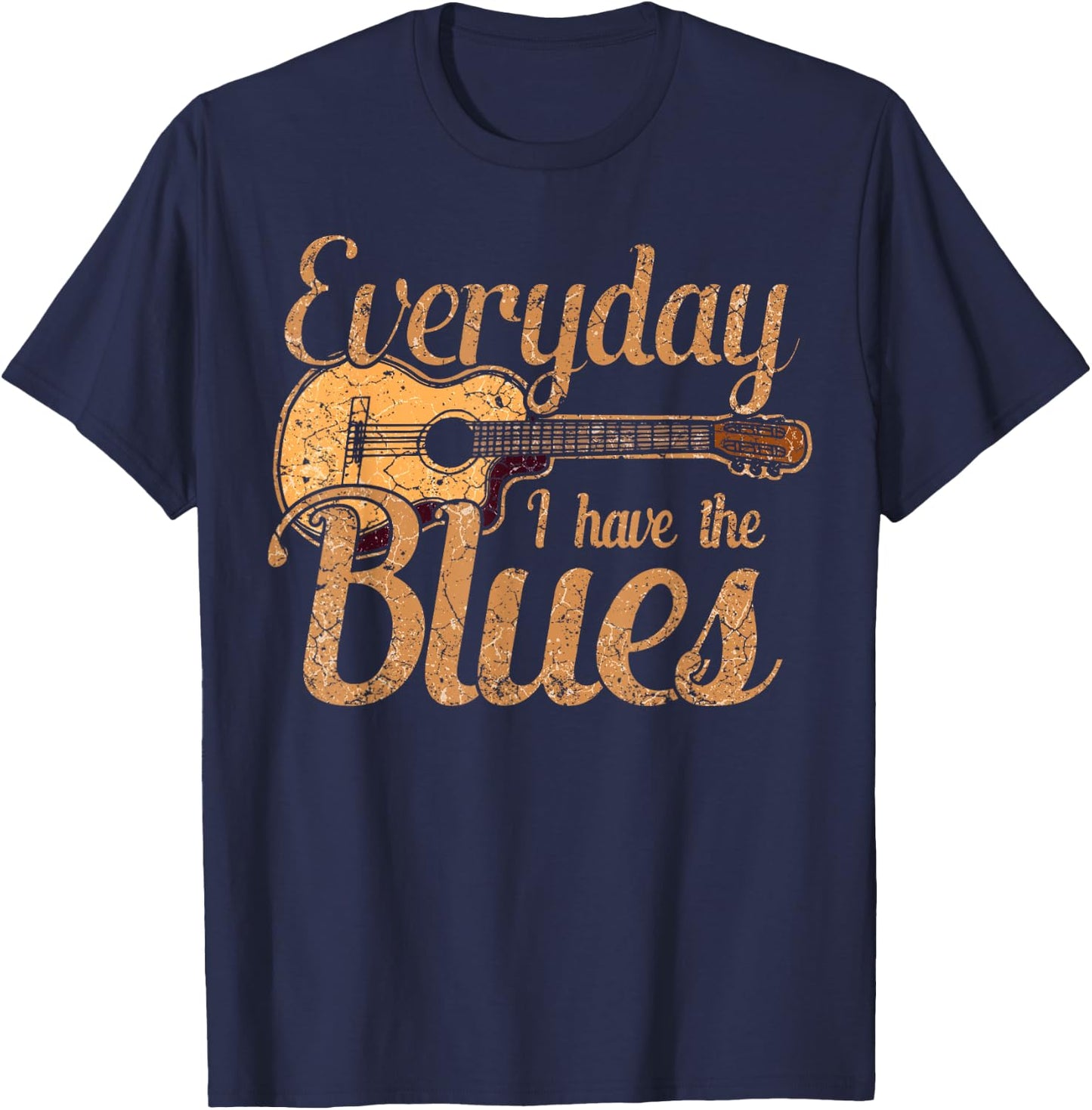 Blues Music Band Lover Vintage Guitar Teacher Funny Blues T-Shirt - T-Shirt | Navy
