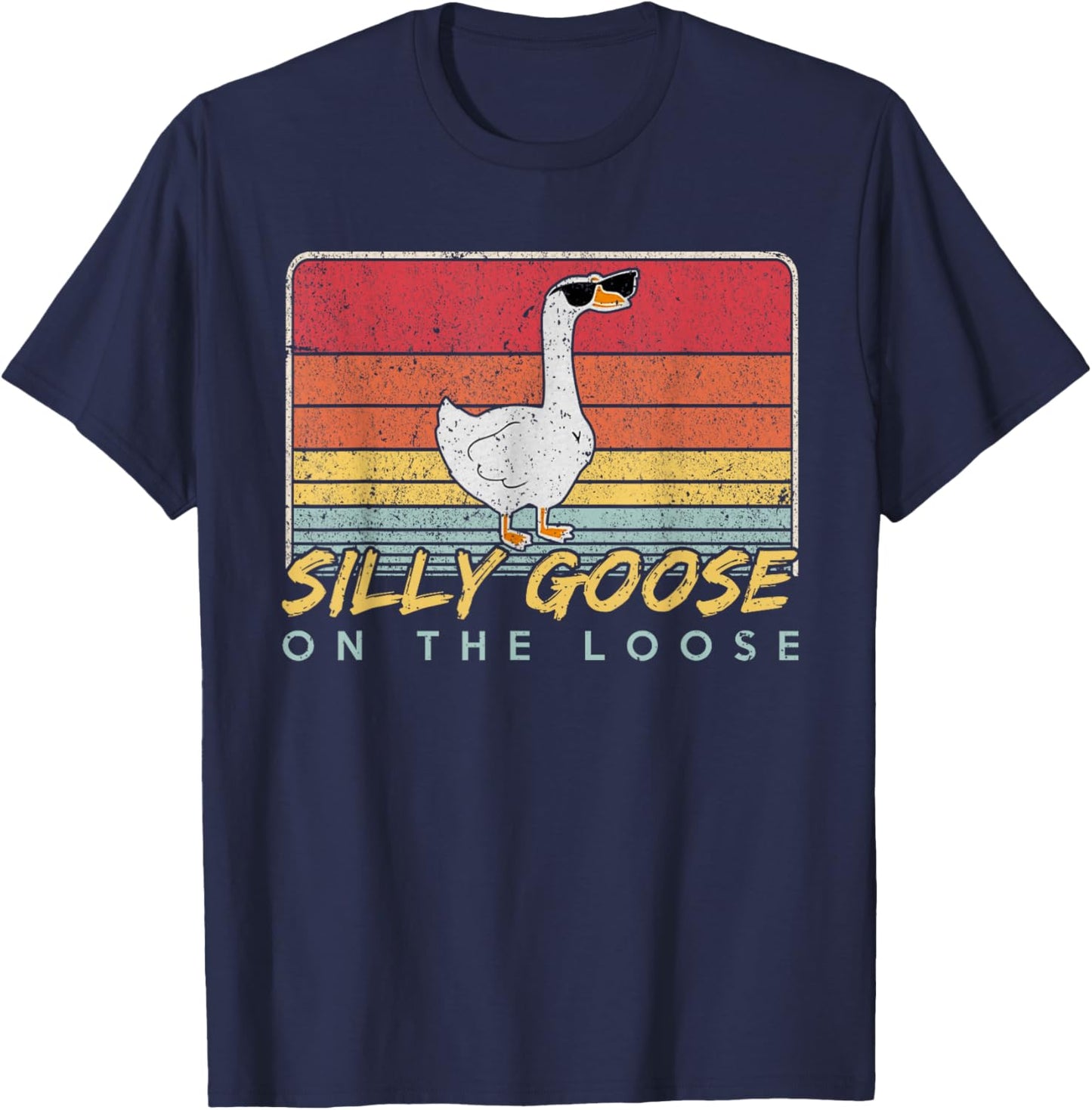 Graphic Men, Funny Shirts , Silly Goose T-Shirt - T-Shirt | Navy
