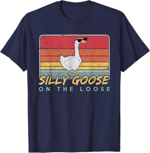 Graphic Men, Funny Shirts , Silly Goose T-Shirt - T-Shirt | Navy