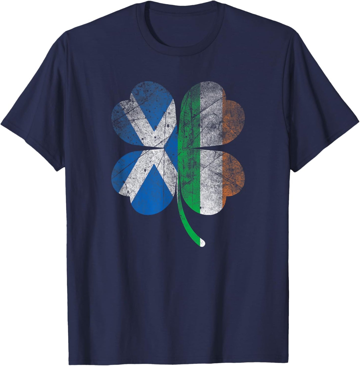 Irish Scottish flag Shamrock Ireland Saint Patricks Day T-Shirt - T-Shirt | Navy