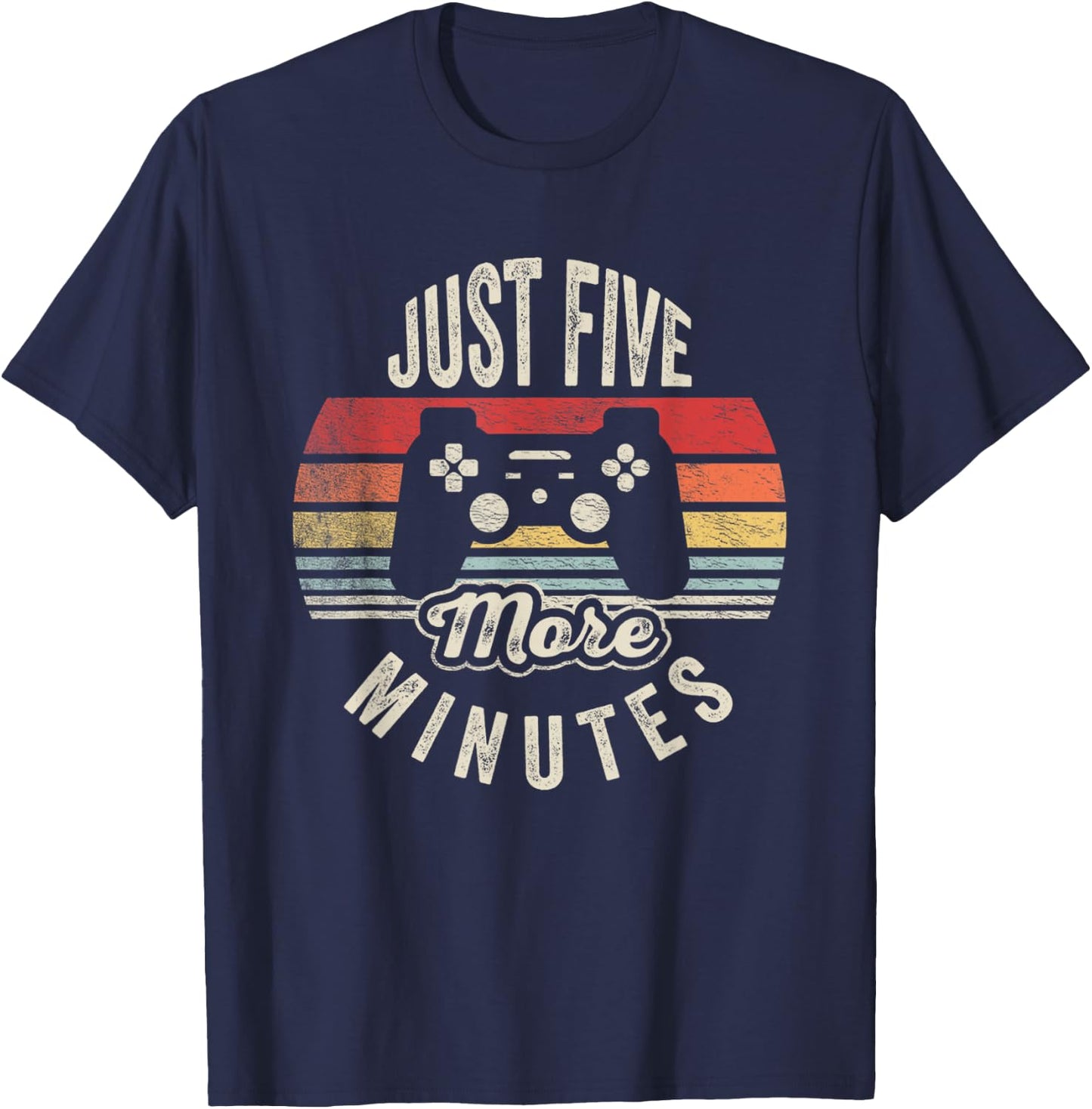 Retro Vintage Gamer Statement Just Five More Minutes T-Shirt - T-Shirt | Navy