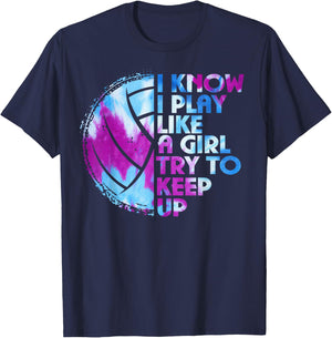 Funny Volleyball Girls Women Youth Teen Lovers Matching Team T-Shirt - T-Shirt | Navy
