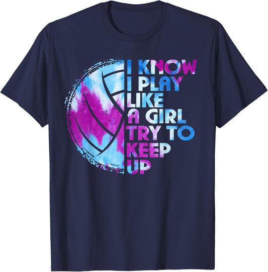 Funny Volleyball Girls Women Youth Teen Lovers Matching Team T-Shirt - T-Shirt | Navy