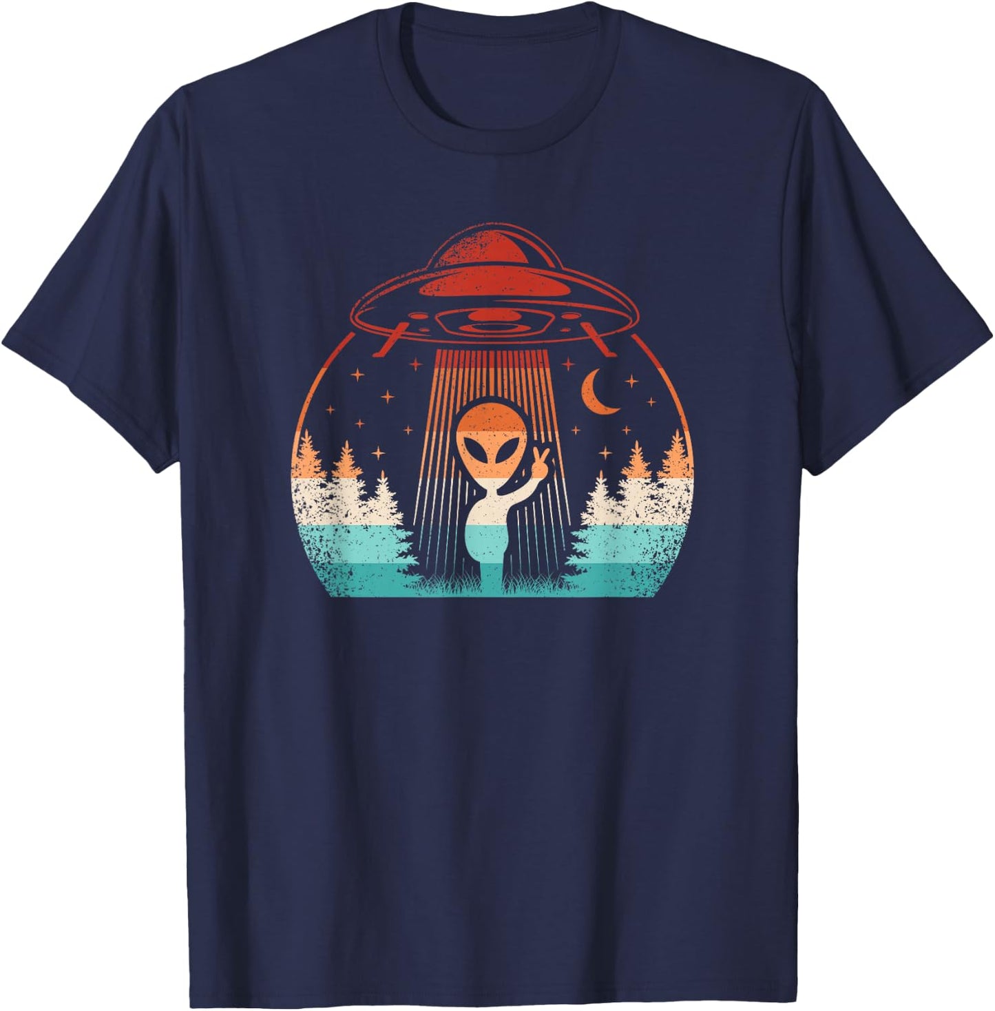 Funny Alien UFO Extraterrestrial Retro Space Men Boys Kids T-Shirt - T-Shirt | Navy