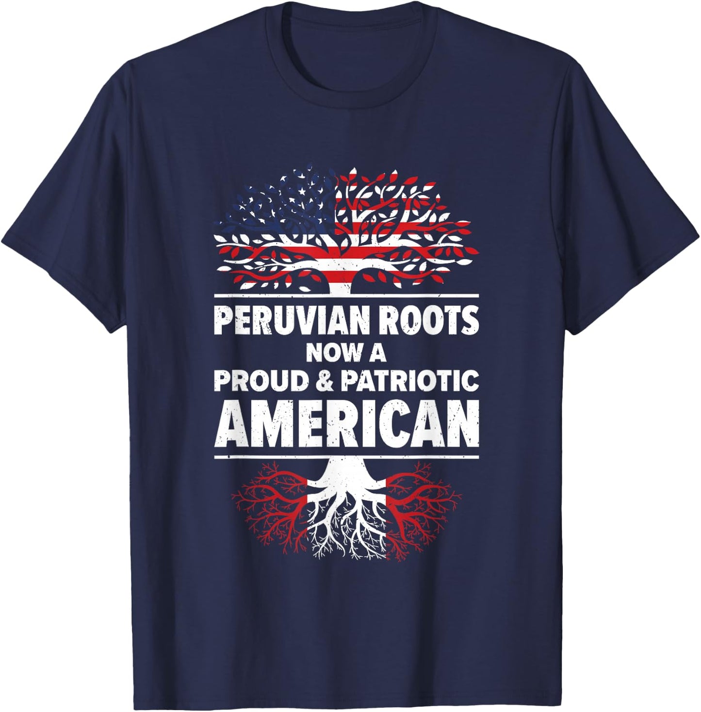Peruvian American USA Patriot Grown Peru US Flag T-Shirt - T-Shirt | Navy