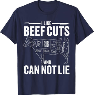 I like Beef Cuts and I can not Lie Funny Barbeque T-Shirt - T-Shirt | Navy