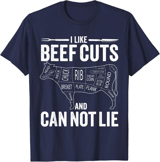 I like Beef Cuts and I can not Lie Funny Barbeque T-Shirt - T-Shirt | Navy