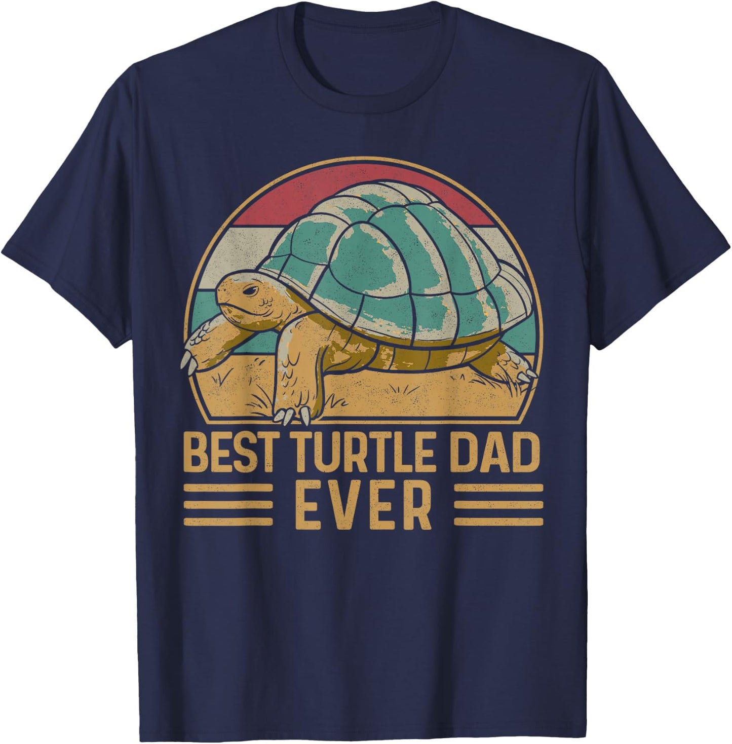 Sea Turtle Tortoise Dad Retro Vintage Best Turtle Dad Ever T-Shirt - T-Shirt | Navy