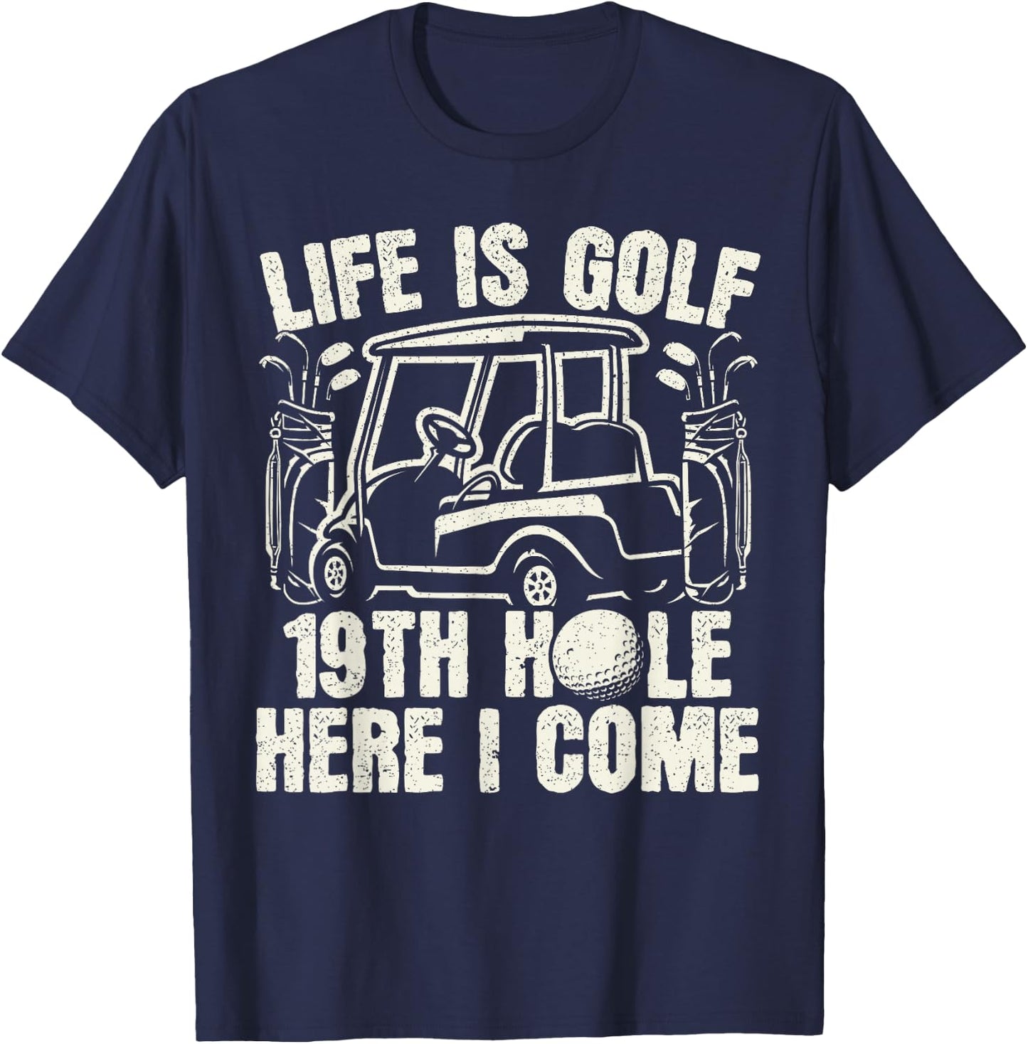 19th Hole Golf Humor Distressed T-Shirt - T-Shirt | Navy