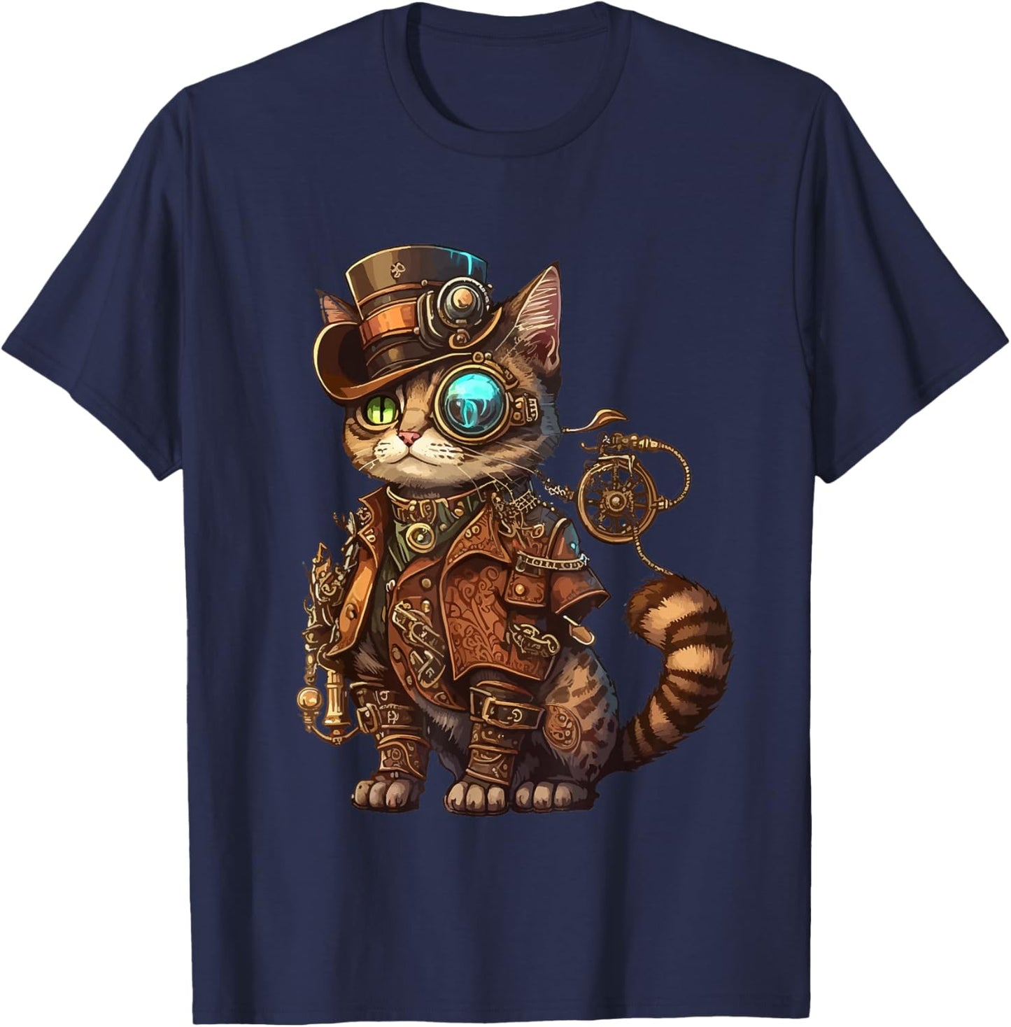 Steam Punk Cat Kitten Kitty Steampunk T-Shirt - T-Shirt | Navy