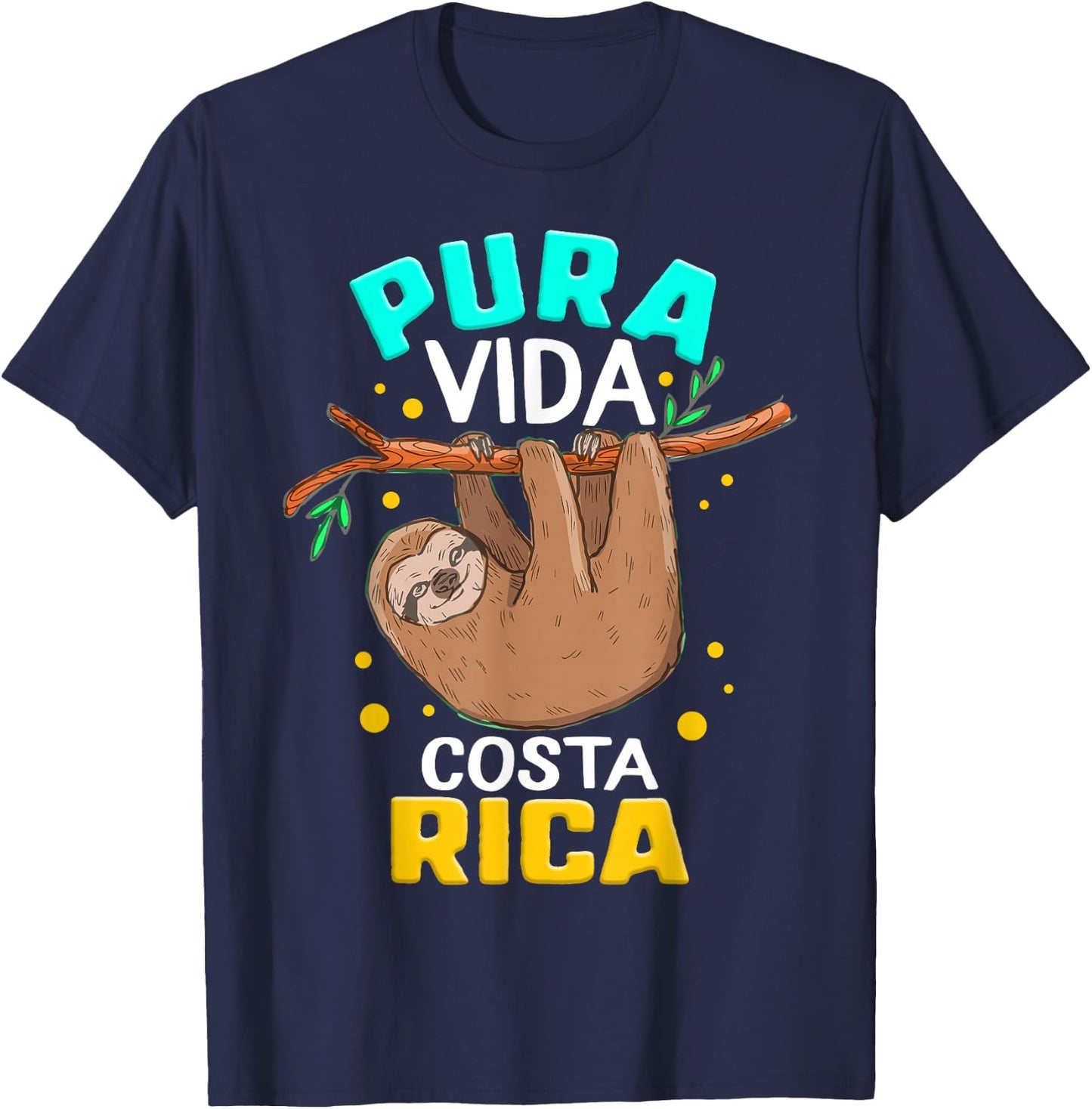 Pura Vida Costa Rica Sloth Sleepy Lazy Summer Vacation Lover T-Shirt - T-Shirt | Navy