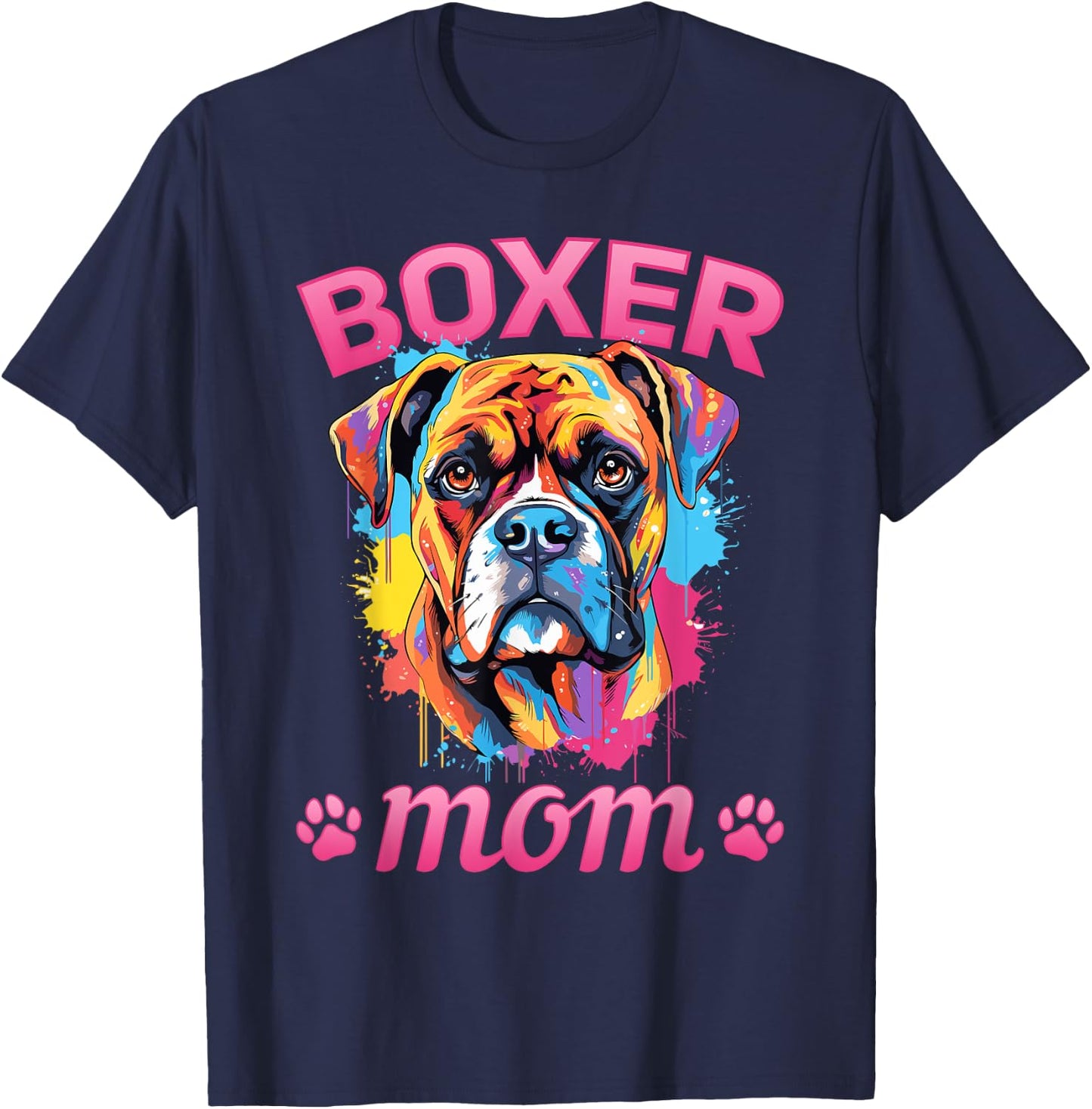 Boxer Dog Breed Pet - Boxer mom Women Girls Kids T-Shirt - T-Shirt | Navy