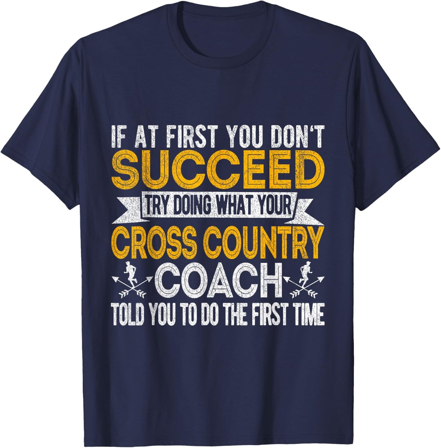 Funny Cross Country Coach Cross Country Running Runner Retro T-Shirt - T-Shirt | Navy