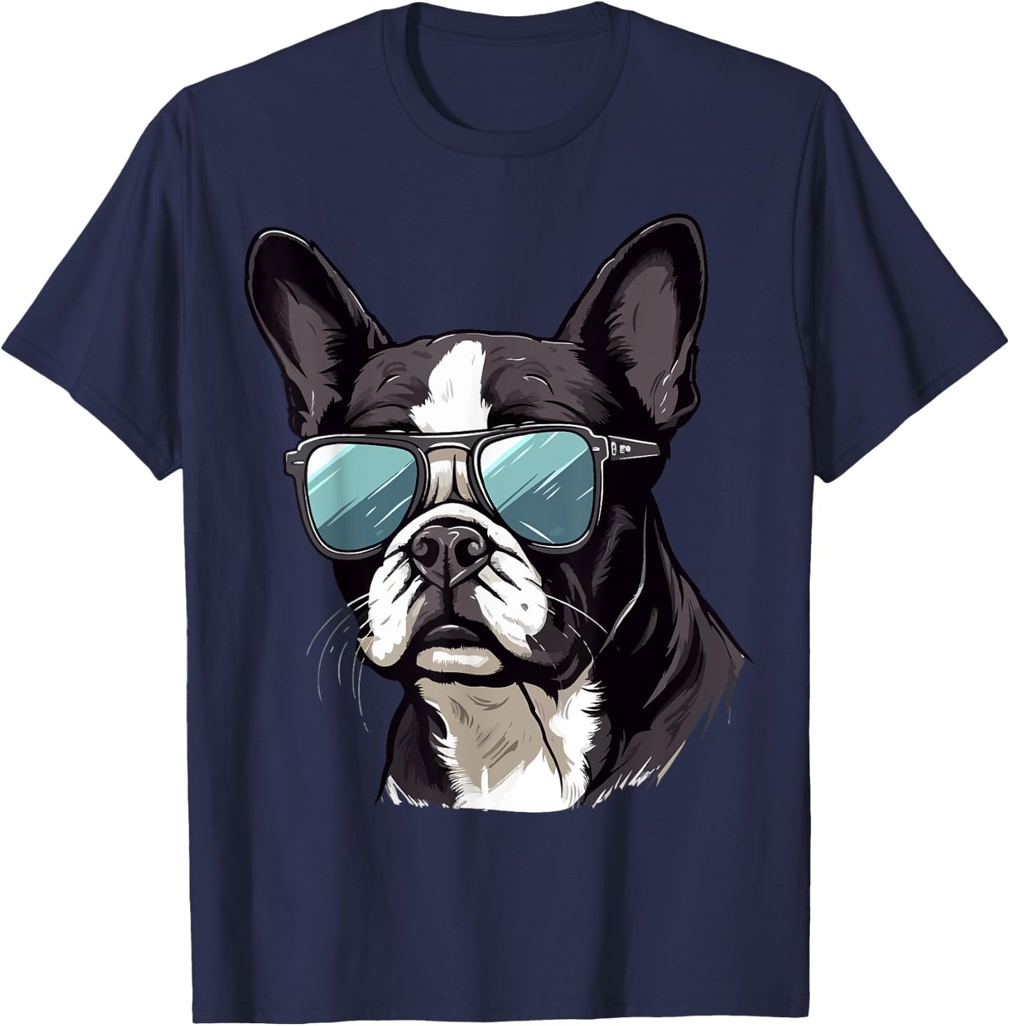 Boston Terrier Bostie Dog Breed Pet with Sunglasses Women Kids T-Shirt - T-Shirt | Navy