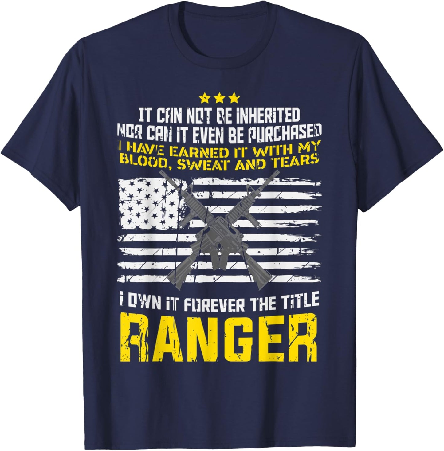 Own It Forever The Title Army Ranger US Veteran Flag USA T-Shirt - T-Shirt | Navy