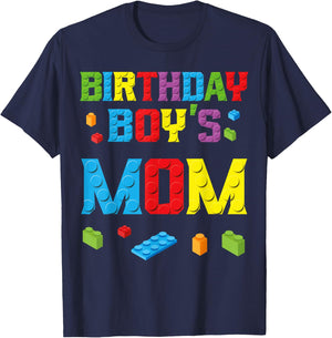 Master Builder Birthday Boy's Mom Building Bricks Blocks Small T-Shirt - T-Shirt | Navy
