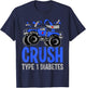 T1D Kids Monster Truck Crush Type 1 Diabetes T-Shirt - T-Shirt | Navy