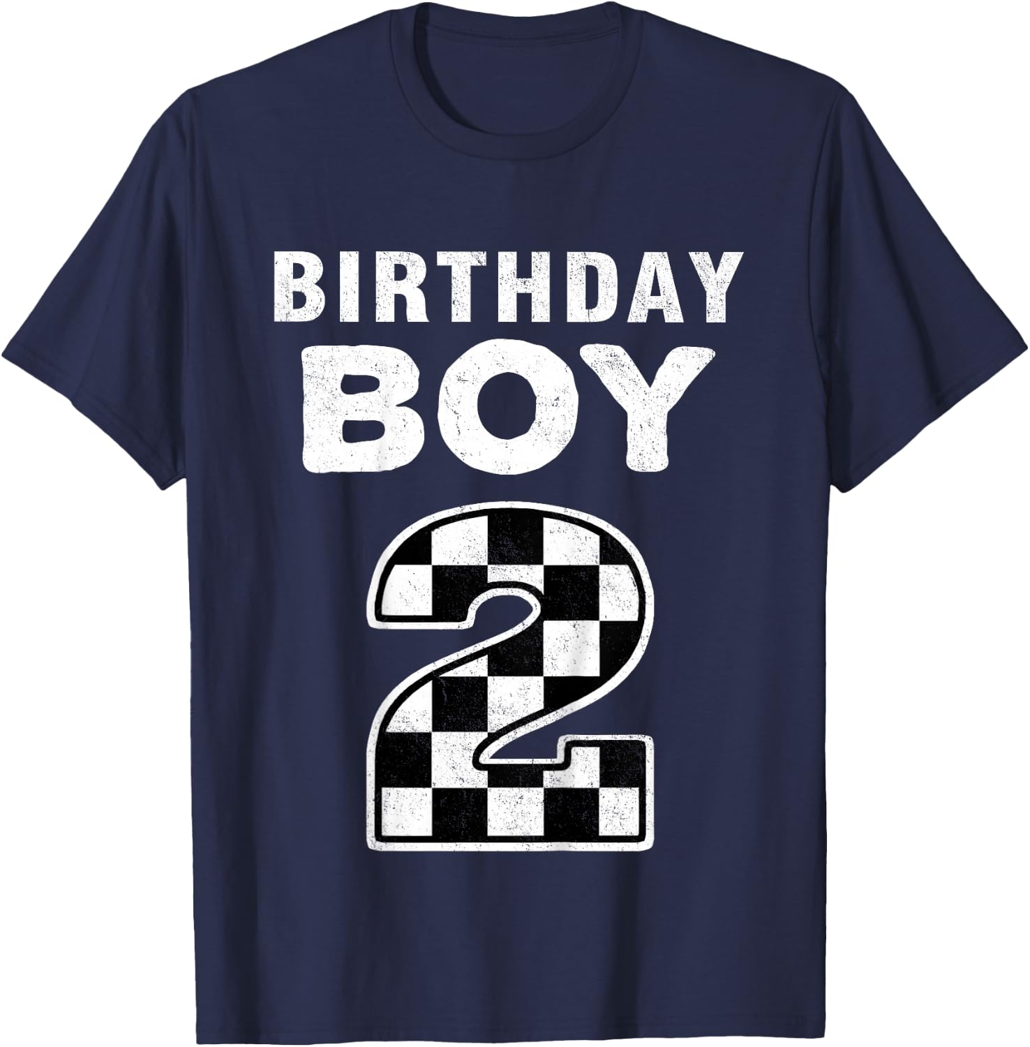 Kids Birthday Boy 2 Two Race Car 2nd Birthday Racing Car Driver T-Shirt - T-Shirt | Navy