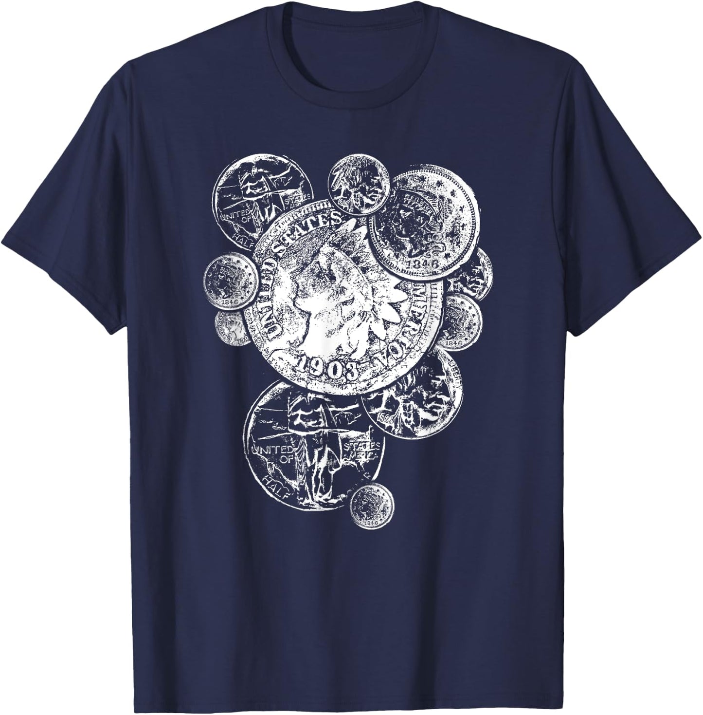 Coin collector gifts 4 u Men's Vintage Coin Collecting , Black, Small T-Shirt - T-Shirt | Navy