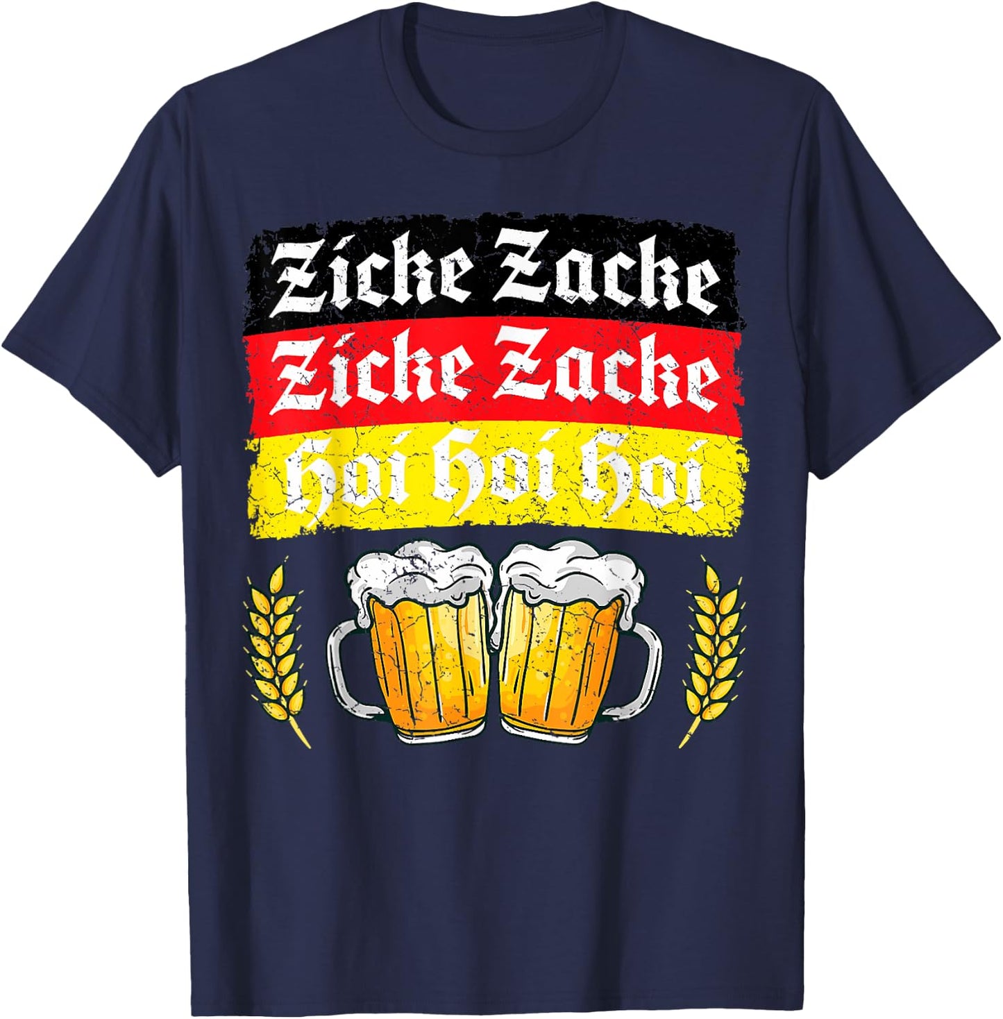 Ziche Zache Oktoberfest Germany Flag Prost German T-Shirt - T-Shirt | Navy