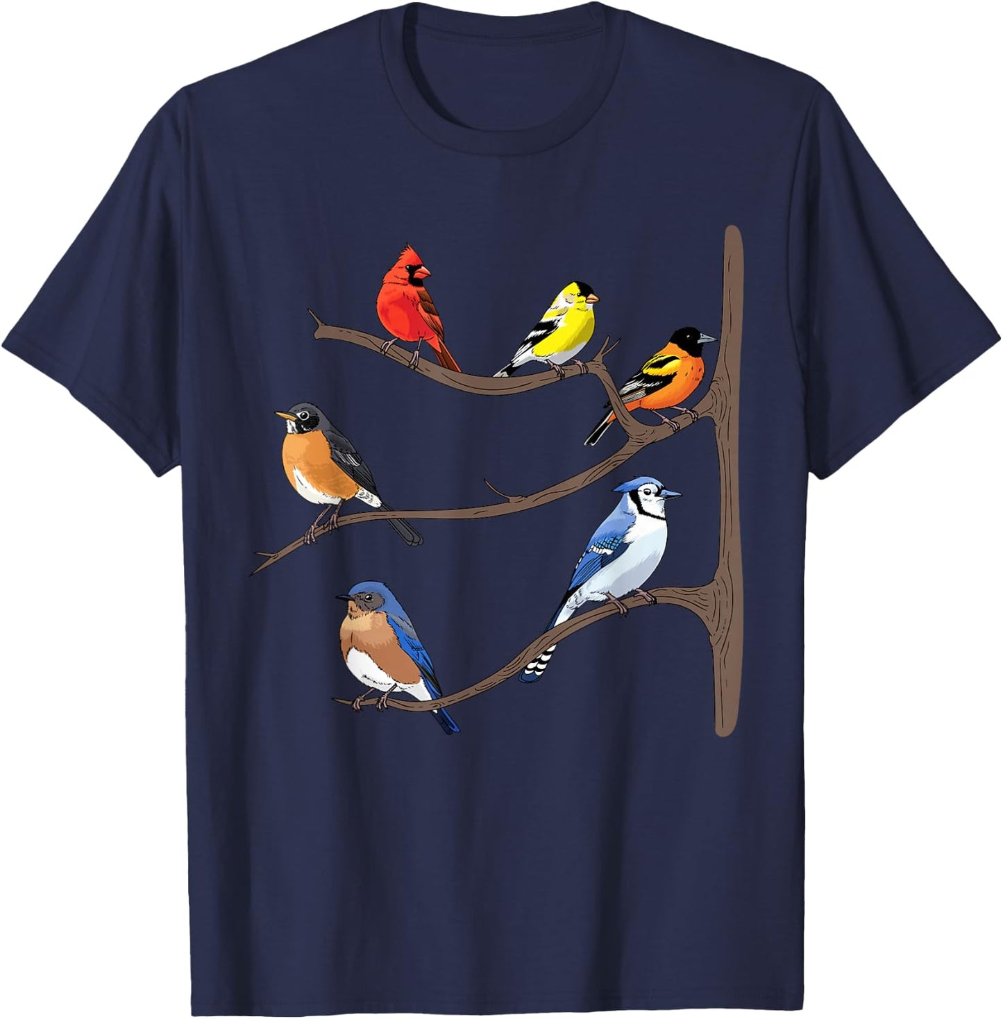 Birds On A Branch Birding Bird-Watching Birder Bird Watcher T-Shirt - T-Shirt | Navy