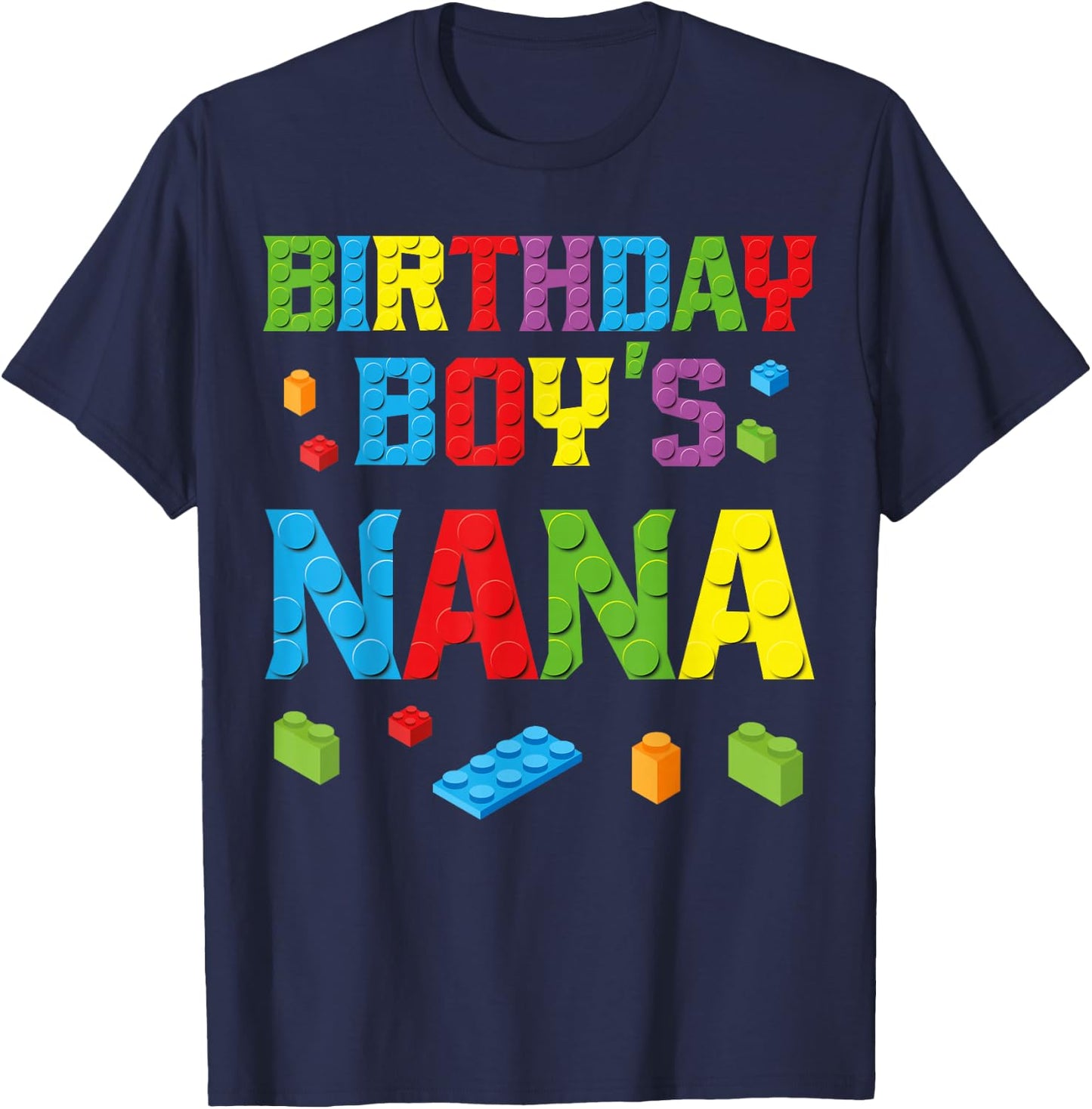 Master Builder Birthday Boy's Nana Building Bricks Blocks T-Shirt - T-Shirt | Navy
