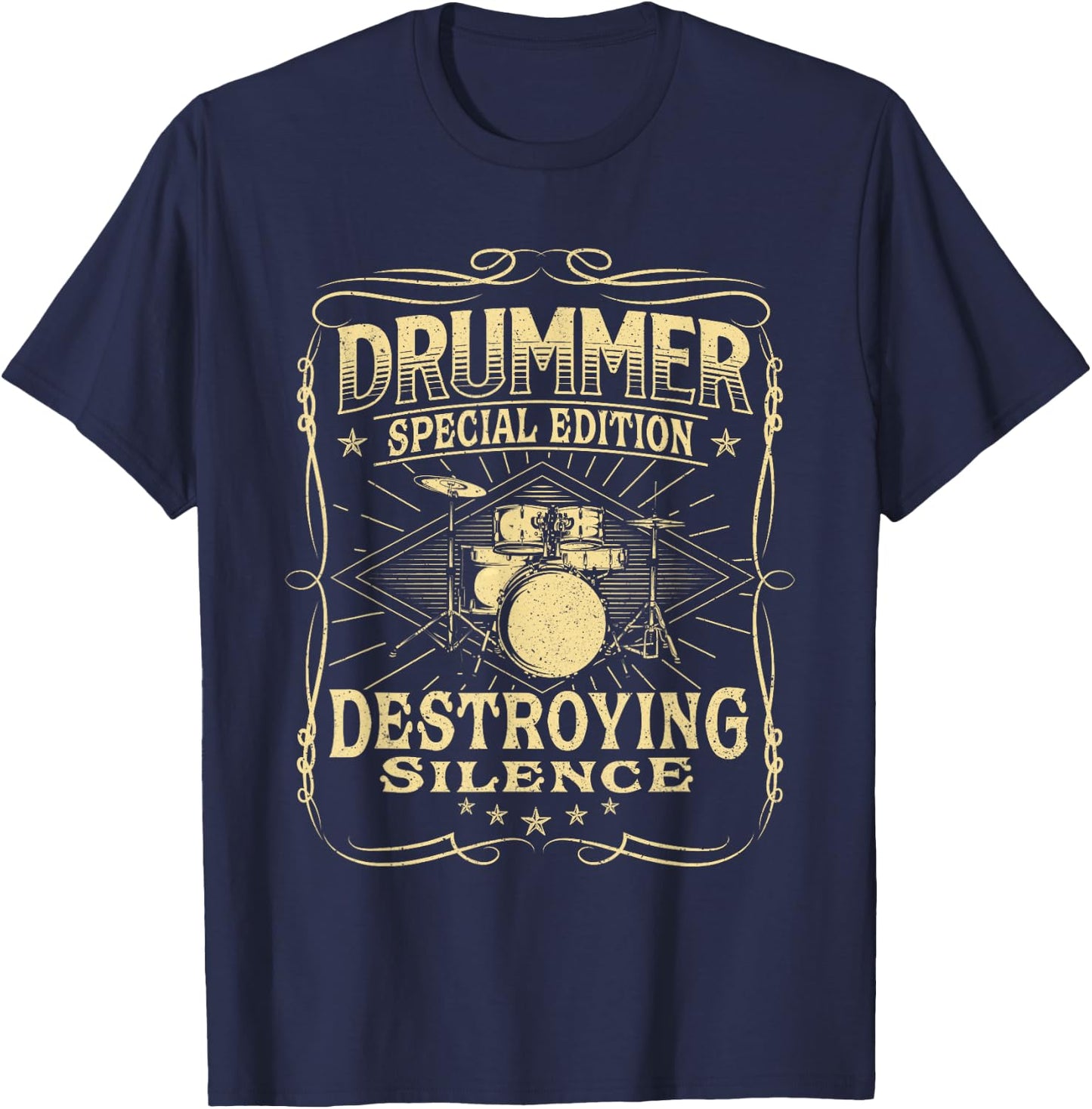 Drummer Special Edition Destroying Silence - Drumming Lover T-Shirt - T-Shirt | Navy