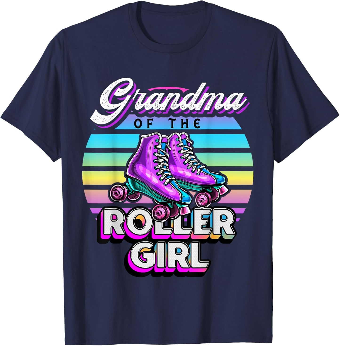 Grandma Roller Girl Roller Skating Birthday Matching Family T-Shirt - T-Shirt | Navy