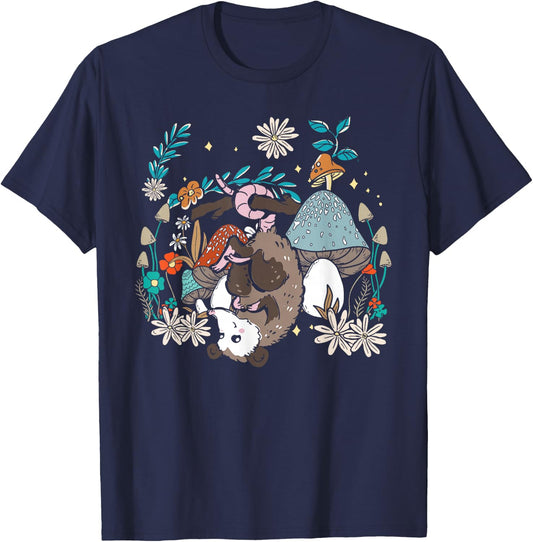 Possum Mushroom Cottagecore Aesthetic Opossum Whisperer T-Shirt - T-Shirt | Navy