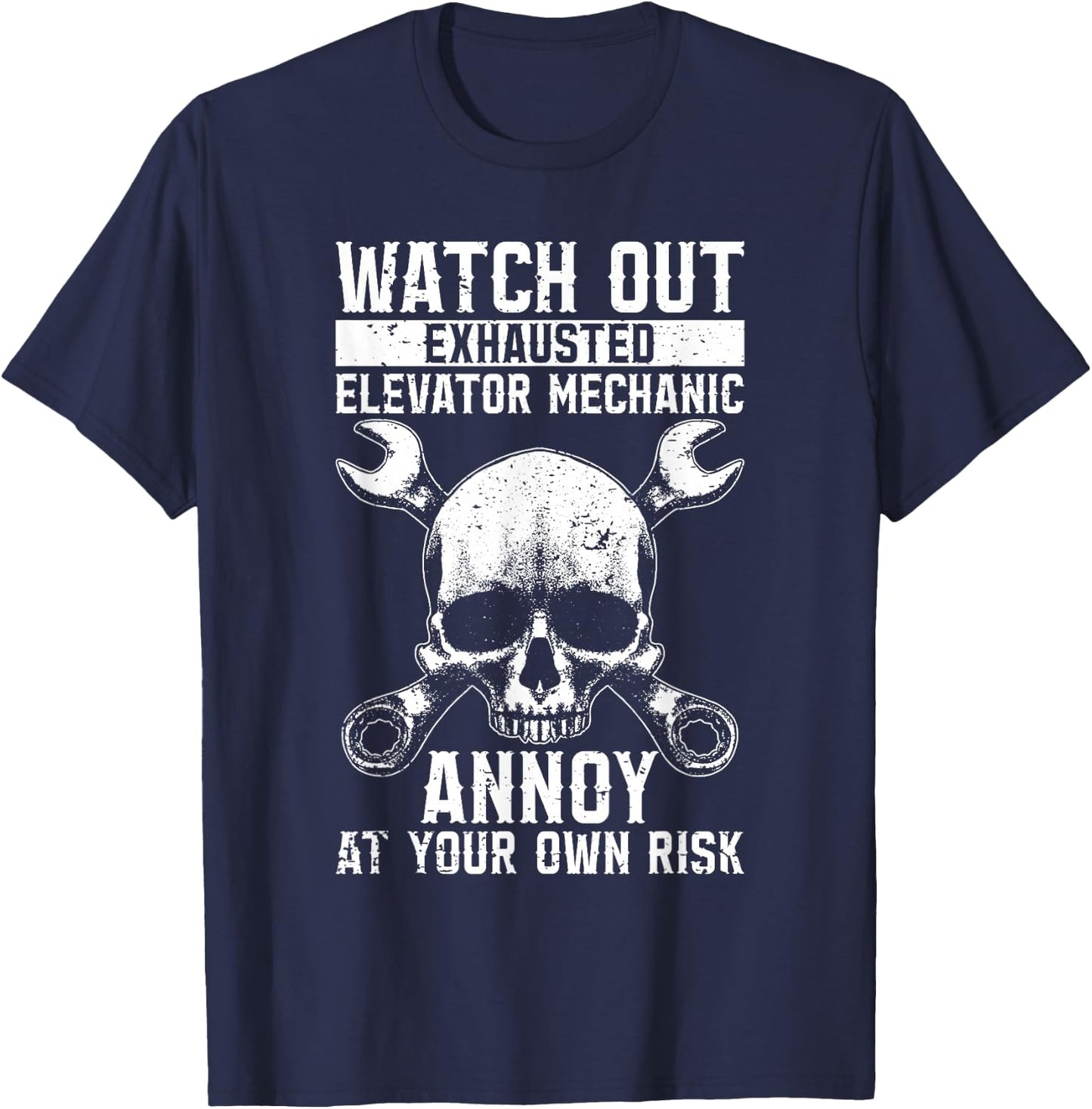 Exhausted Elevator Mechanic Technician Engineer Elevators T-Shirt - T-Shirt | Navy