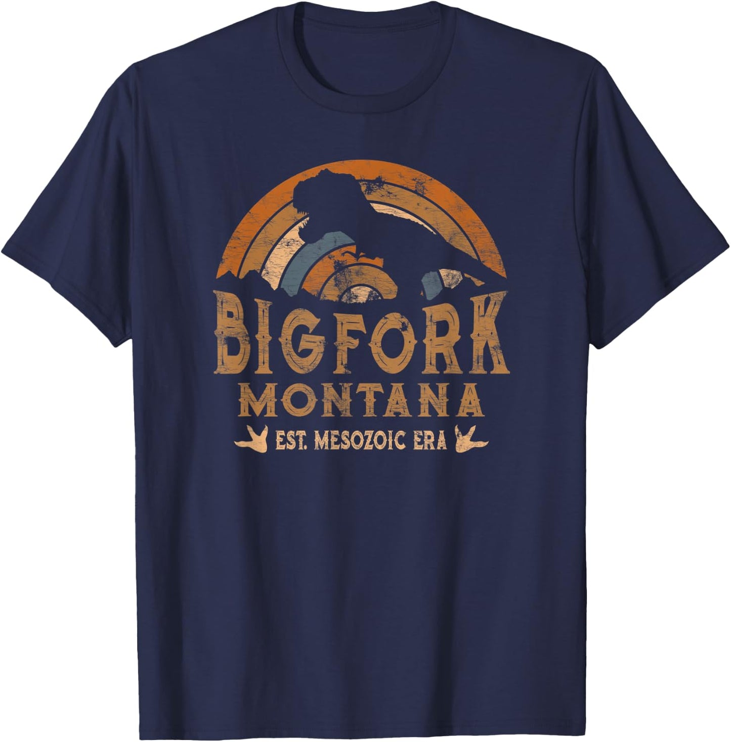 Bigfork Montana MT Dino Dinosaur Paleontology T-Rex T-Shirt - T-Shirt | Navy