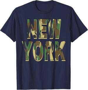 New York Camouflage Men Women & Kids Camo New York T-Shirt - T-Shirt | Navy