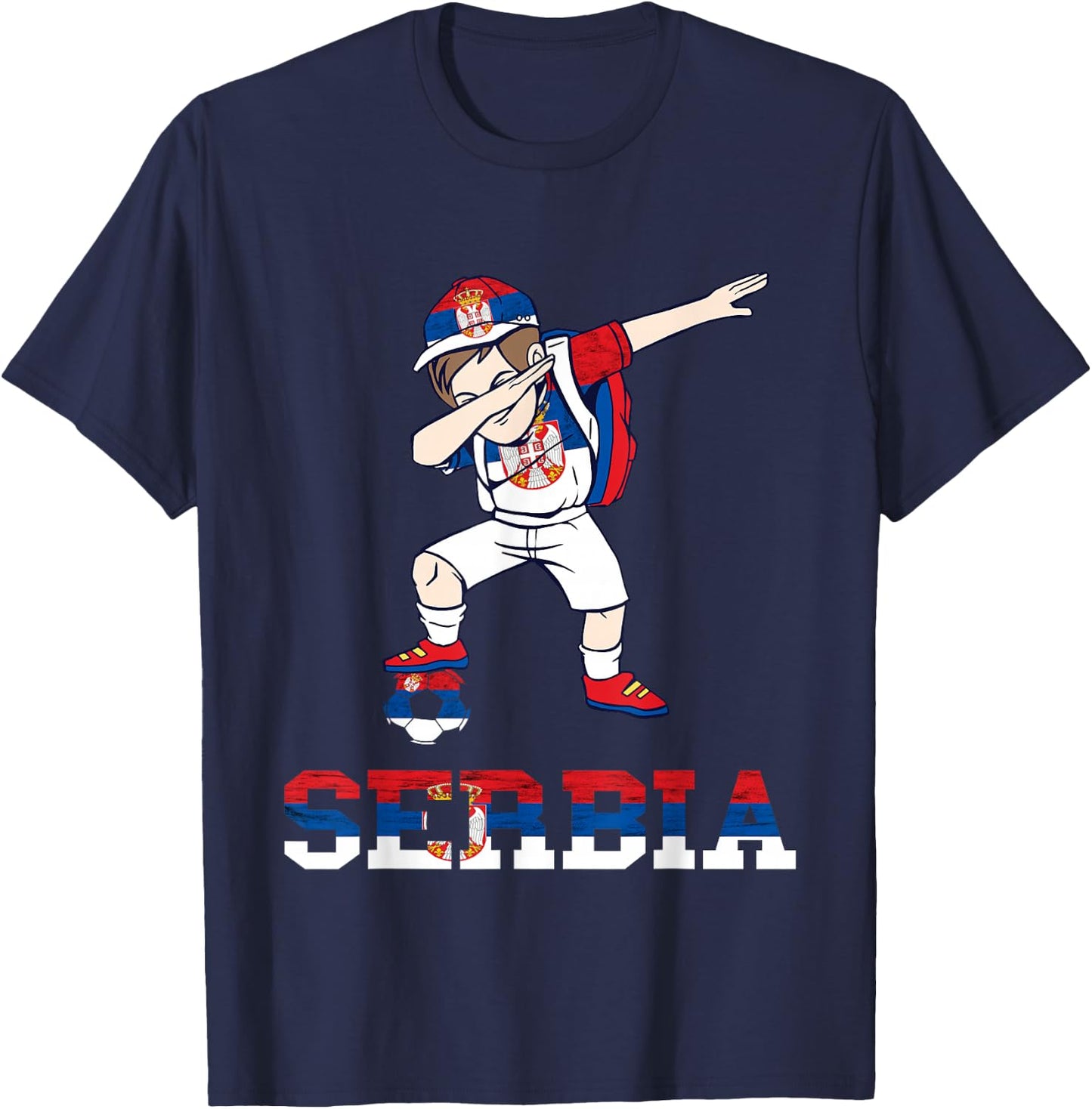 Boy Serbian Flag Serbian Roots Serbia Serbian Soccer Team T-Shirt - T-Shirt | Navy