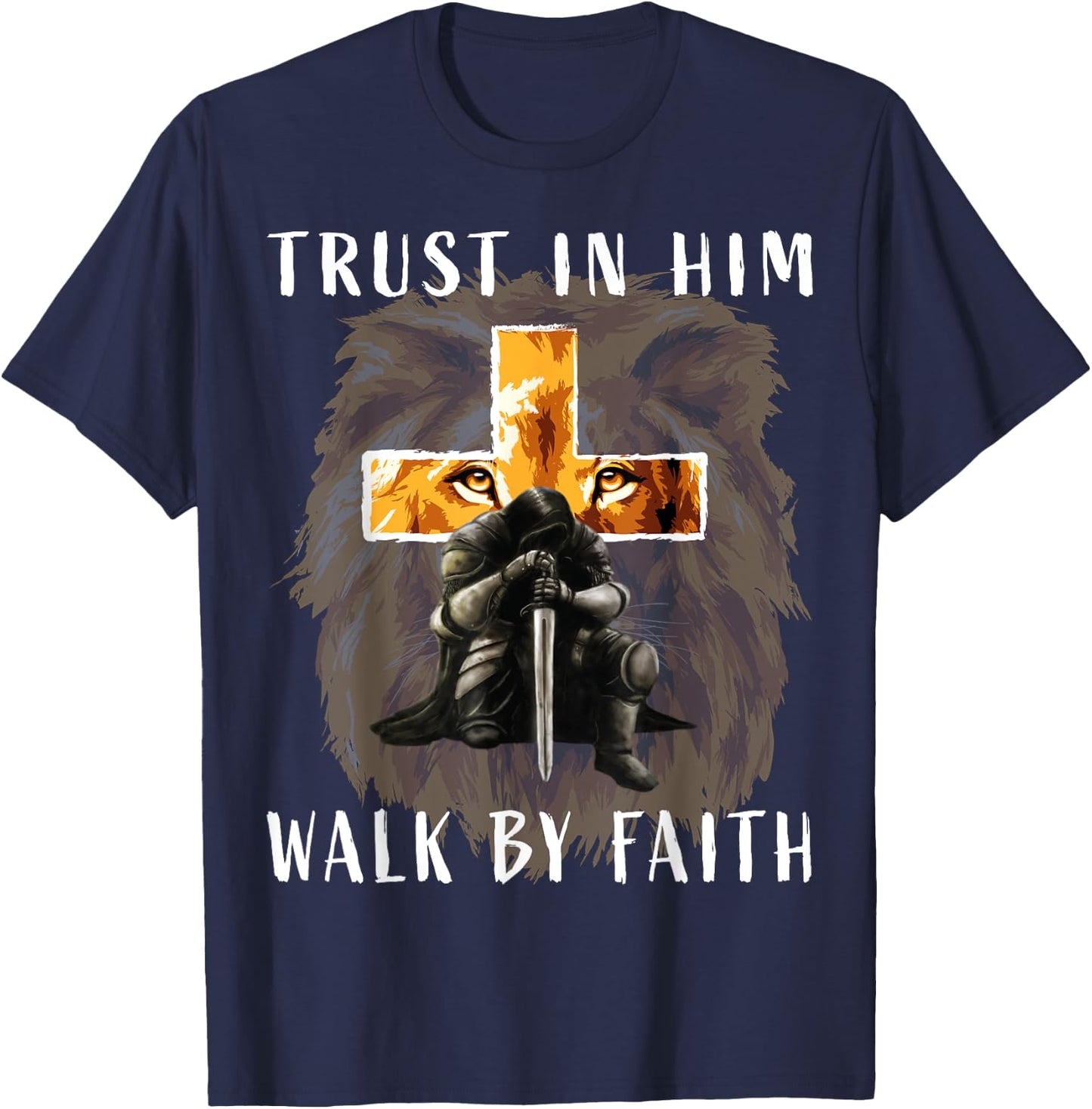 Trust Walk by Faith Christian Religious Sayings Graphic Men T-Shirt - T-Shirt | Navy